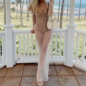 NWT Pearl mesh polyester cover up dress! Would be cute over absolutely anything